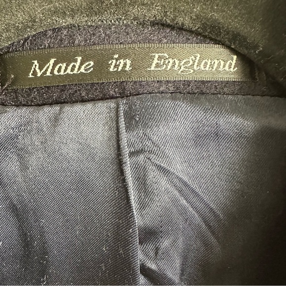 HARVIE & HUDSON London Vintage Navy Wool Overcoat Velvet Collar Quiet Luxury - Picture 11 of 16